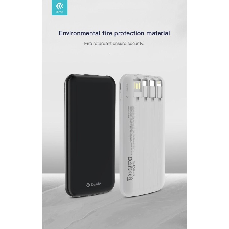 Powerbank Kintone V2 10.000 mAh con 4 Cavi M-L-C Nero