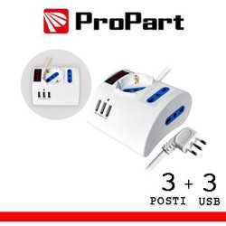 Multipresa 3pos tavolo bipasso + bip/schuko + USB sp16A +int