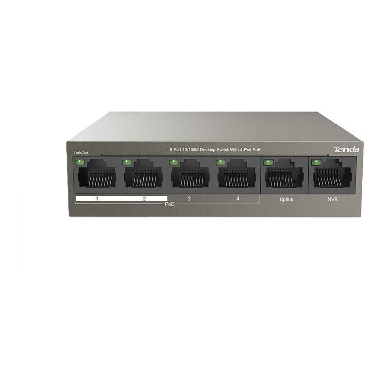 Switch 6 porte 10/100M desktop 4 porte PoE Tenda TEF1106P