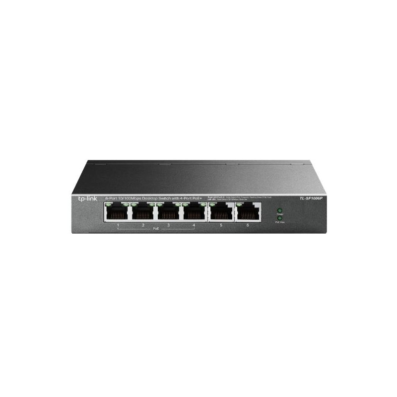 Switch desktop 6 port 10/100Mbps con 4 porte PoE+ TL-SF1006P