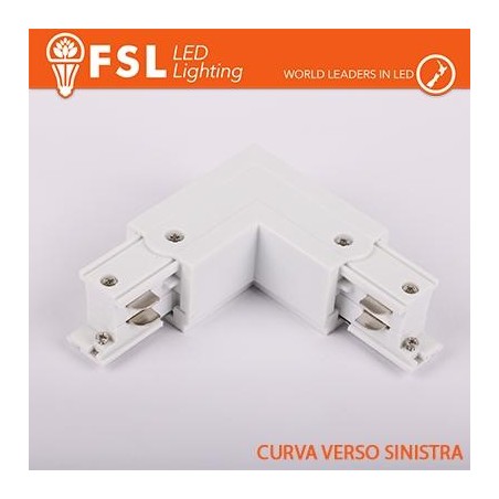 FSL Connettore Forma L sinistra per Binario Trifase - Colore BIANCO