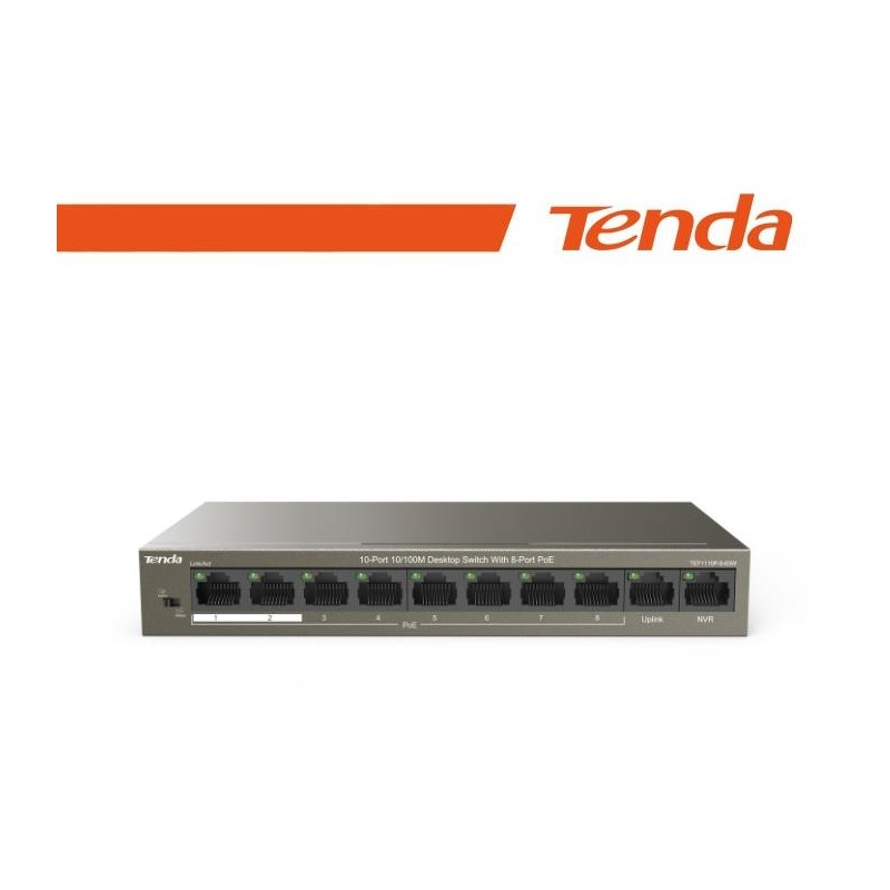 Tenda Switch Unmanaged 10/100Mbit PoE Desktop 63W - TEF1110P-8-63W