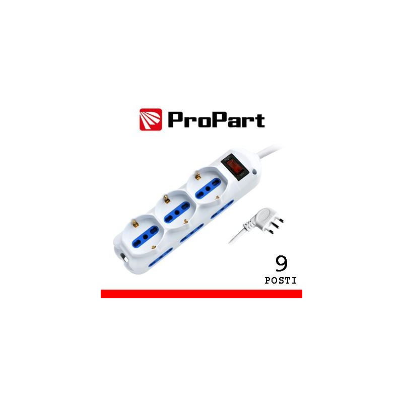 Multipresa 9pos bipasso + bipasso/schuko spina10A + inter.